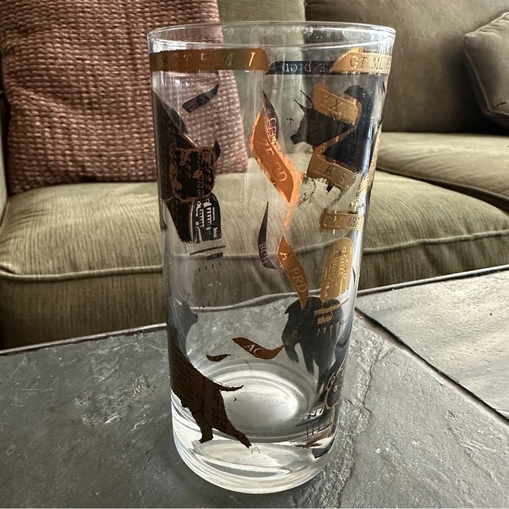 Hammacher Schlemmer Stock Market Bull and Bear Highball Glass Set of Two Vintage